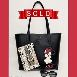 Kate Spade x Disney Minnie Mouse Reversible Leather Novelty Tote Bag W/ Wristlet